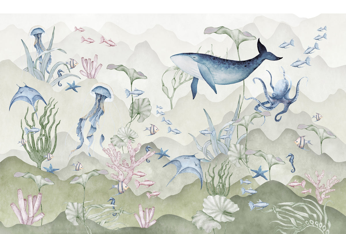 Behang Kai Soft Jade | 436,5 x 280 cm | smalle banen