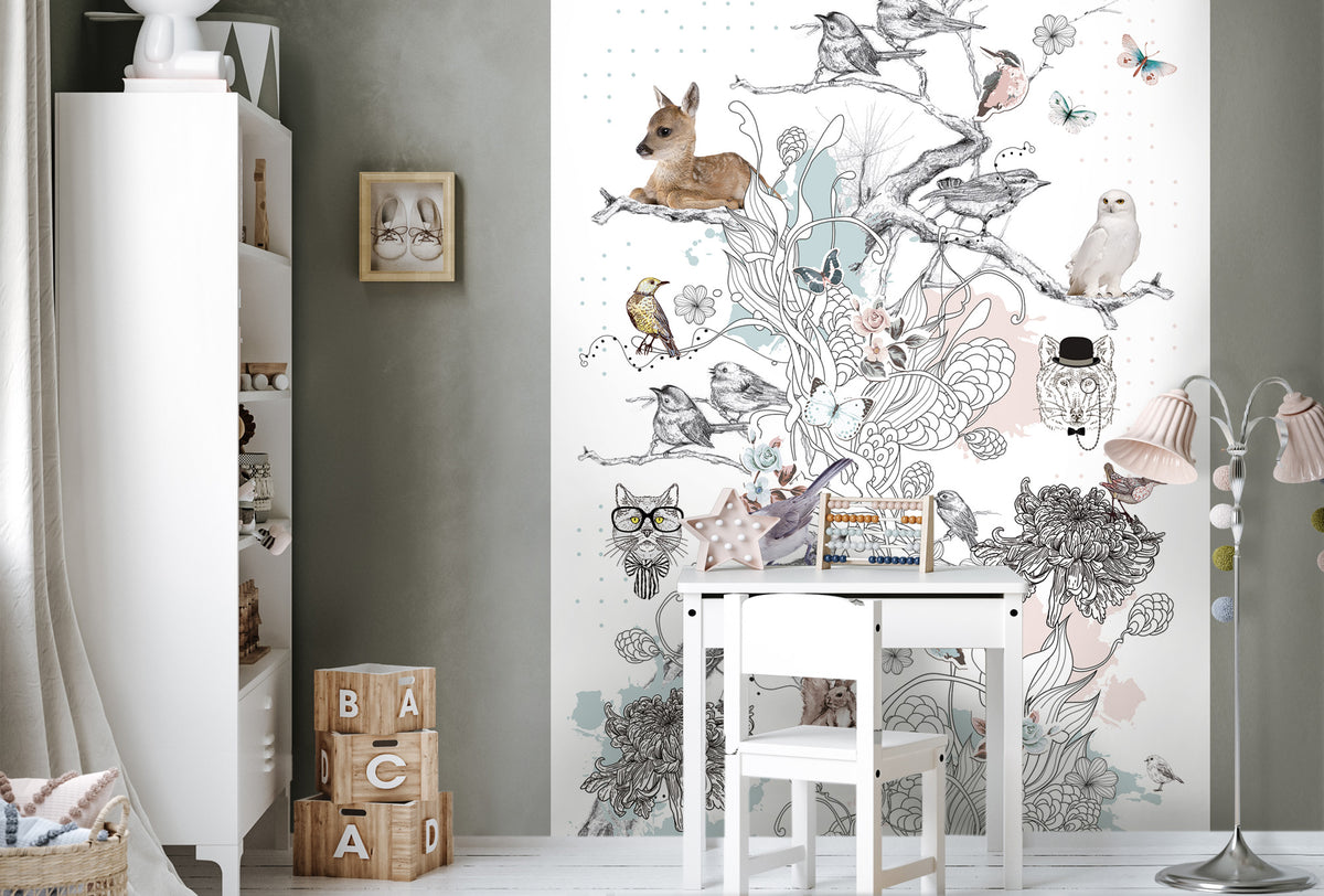 Behang Droomdieren | 194 cm B x 280 cm H | smalle banen