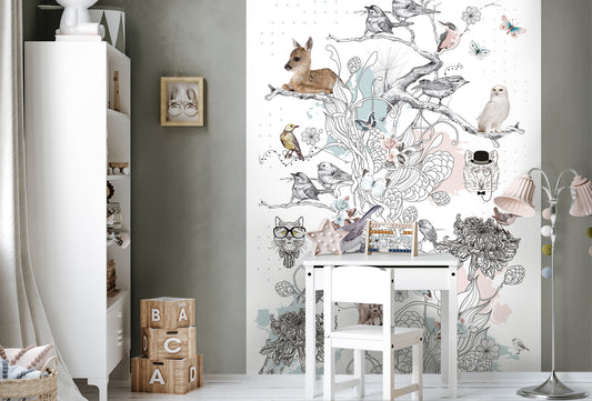 Behang Droomdieren | 194 cm B x 280 cm H | smalle banen