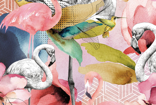 Sample Behang Flamingo Black Bliss | 20 x 30 cm | vliesbehang