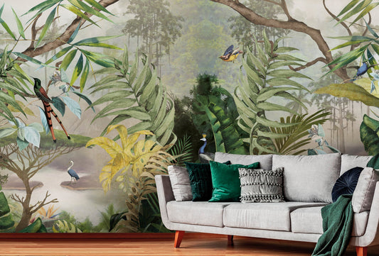 Junglebehang Oasis Verde | 339 cm B x 280 cm H | brede banen