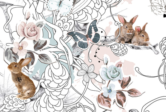 Sample Behang Droomdieren konijntjes | 20 x 30 cm | vliesbehang
