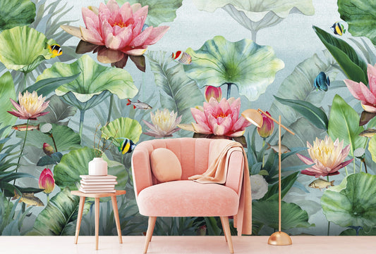Behang Lotus Lagoon | 388 x 280 | brede banen